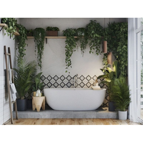 Phòng tắm đẹp kết hợp với trang trí cây xanh